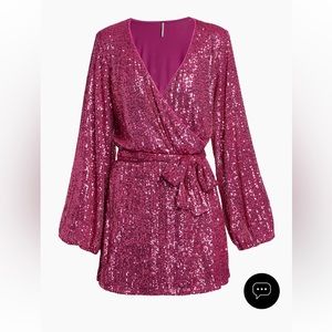 Free People
Christa Sequined Romper Pink Size Small NWT